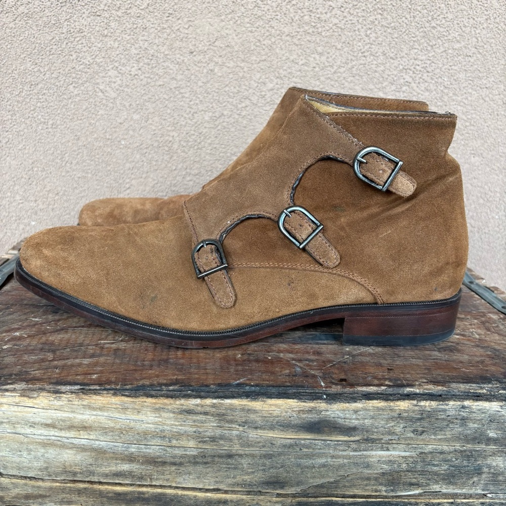 Zara Man Brown Suede Monk Buckle Boot